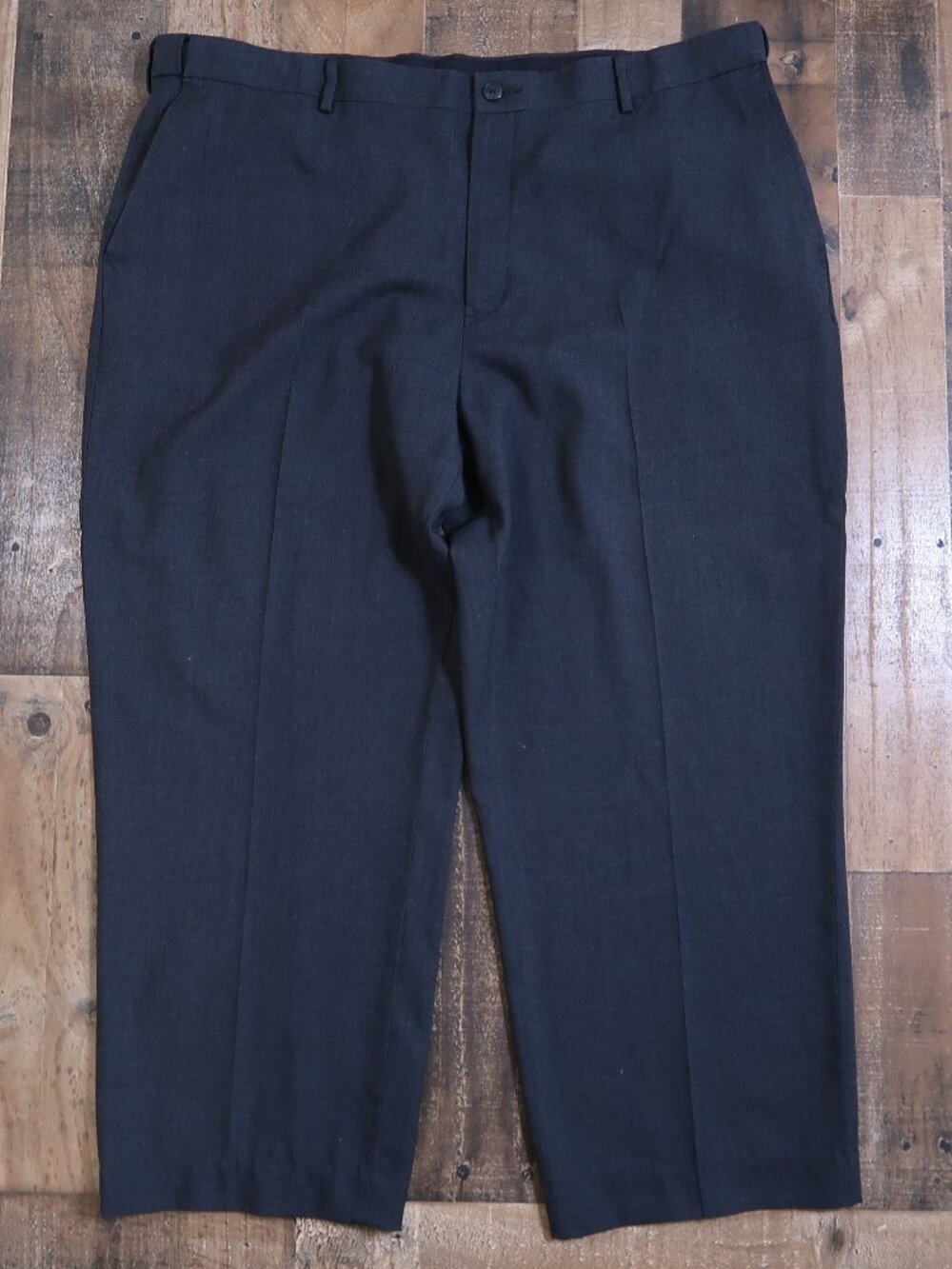 L.L.Bean Comfort Waist Mens 44 Waist Charcoal Wool Dress Slacks Pants